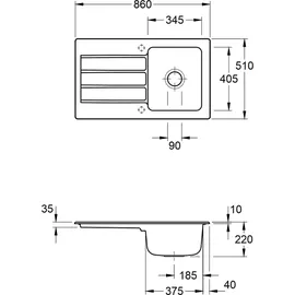 Villeroy & Boch Architectura 50 graphite + Excenterbetätigung