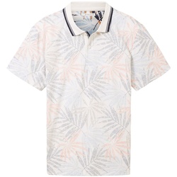 Tom Tailor Herren Poloshirt INSIDE OUT Regular Fit Orange Colorful Leaf Design 31837 S
