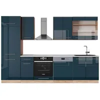Vicco Küchenzeile Fame-Line 300 cm Dunkelblau Hochglanz
