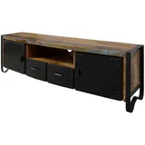Massivmoebel24 INDUSTRIAL TV-Board 178x43x55 cm Mehrfarbig Holz/Metall/Massivholz