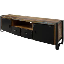 Massivmoebel24 INDUSTRIAL TV-Board 178x43x55 cm Mehrfarbig Holz/Metall/Massivholz