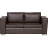 Beliani Sofa 3-Sitzer HELSINKI Echtleder Dunkelbraun