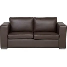 Beliani Sofa 3-Sitzer HELSINKI Echtleder Dunkelbraun