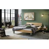 Hasena Massivholzbett Lodi, Farbe: -Eiche bianco, geölt, Metallfarbe: Iron, verschiedene Größen