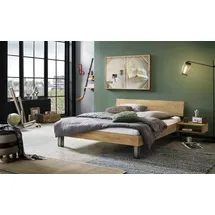 Hasena Massivholzbett Lodi, Farbe: -Eiche bianco, geölt, Metallfarbe: Iron, verschiedene Größen