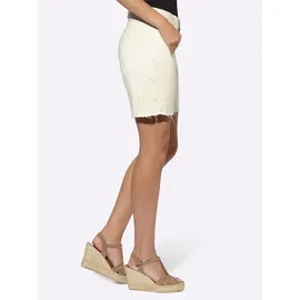 Heine Jeansshorts HEINE, Damen, Gr. 36, Normalgrößen, beige (ecru), 100% Baumwolle, unifarben, kurz, Jeans