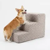 murando Hundetreppe für Kleine Hunde 3 Stufen 30 cm, Boucle - Grau