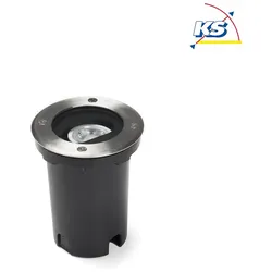 Konstsmide Outdoor Bodeneinbaustrahler, IP65, rund, 230V, GU10 max. 6W, Lichtwinkel verstellbar 0-15°, Edelstahl 304 / Klarglas KON-7857-310