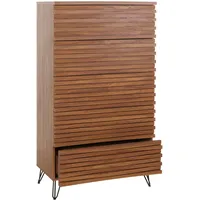 Mendler Kommode HWC-M49, Highboard Schrank, 3D-Design 5 Schubladen Massiv-Holz