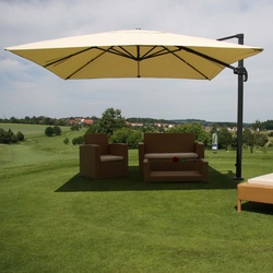 Gastronomie-Ampelschirm MCW-A96, Sonnenschirm, 3x4m (Ø5m) Polyester/Alu 26kg ~ creme ohne Ständer