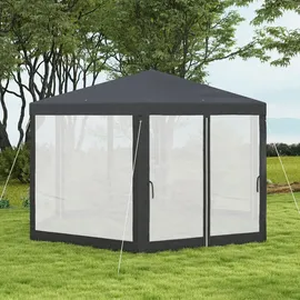 Outsunny Pavillon 4 x 3 m inkl. 6 Seitenteile Dunkelgrau