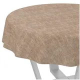 ANRO Tischdecke Alica Leinen Melliert Tischwäsche (Einzelstück 1-tlg), wasserabweisend Melliert Hellbraun Rund 140cm braun Rund | Ø 140 cm x 140 cm x 140 cm