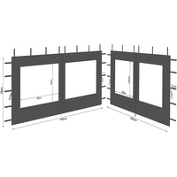 QUICK STAR 2 Seitenteile aus Polyester mit Fenster 300/400x195cm für Pavillon 3x4m Seitenwand Anthrazit RAL 7012 wasserdicht