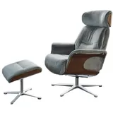 KAWOLA Sessel TOSAR Relaxsessel drehbar Velvet steingrau mit Hocker