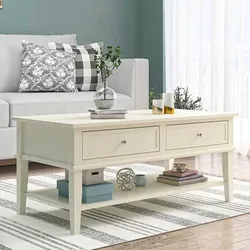 Couchtisch mit Schubladen in Cremefarben modernen Landhausstil