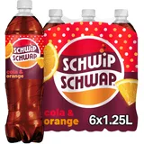 SCHWIPSCHWAP, Das Original – Koffeinhaltiges Cola-Erfrischungsgetränk mit Orange in Flaschen aus 100% recyceltem Material, EINWEG (6 x 1.25 l)