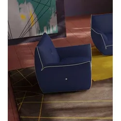 Sessel EGOITALIANO "Yuki, extravagantes Design und höchster Sitzkomfort, tolle Details", blau (cobalt, grau), B:94cm H:85cm T:90cm, Microfaser BOUNCE (80% Polyamid, 20% Elastan), Sessel, Einzelsessel Lounge-Sessel, mit bioelasatische MIcrofaser BOUNCE bezogen