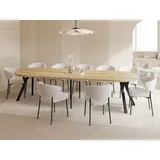 WFL GROUP Esstisch Rund Groß XXL Ausziehbar im Loft-Stil – 100 bis 300 cm – Extra Lang Ausziehtisch mit Schwarzen Holzbeinen, Industrieller Tisch für 5... - Braun