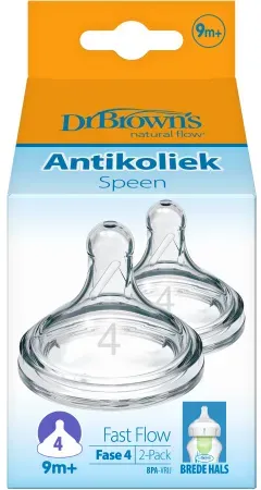 Dr Brown's Natural Flow Options+ Silikonsauger Stufe 4 Weiter Hals 2 Stück