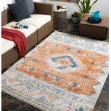 livabliss Lusaka Outdoor wetterfest - In und Outdoor für Balkon 160x213 cm, Terrasse, Garten, Küche - e Boho Style für draußen - Rost und Blau