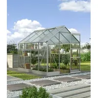Vitavia Gewächshaus Pontos 5000, ESG 3 mm/HKP 6 mm, inkl. Fundament, ca. B195/H207/T261 cm, Silber