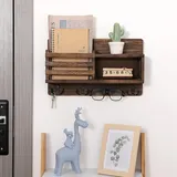 acfeco Schlüsselbrett mit 2 Ablage, Schlüsselbrett Holz, Schlüsselhalter Wand mit 8 Schlüsselhaken, Hängen Schlüsselbord Heim Dekor Wandorganizer für Eingang Wohnzimmer Flur Küche Büro