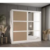 MOEBLO Schiebetürenschrank ABIA II (mit Spiegel, Schrank Boho Schrank, mit/ ohne Schubladen, Schwebetürenschrank Schrank Garderobe Schiebtüren Schlafzimmer Wohnzimmerschrank) (BxHxT):100/120/150/180/200/250x200x62 cm weiß 180 cm