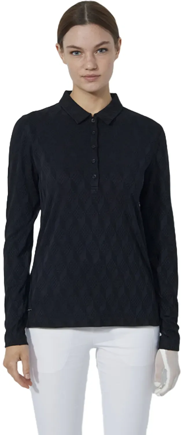 Daily Sports Polo Graphic Jaquard, langarm, schwarz