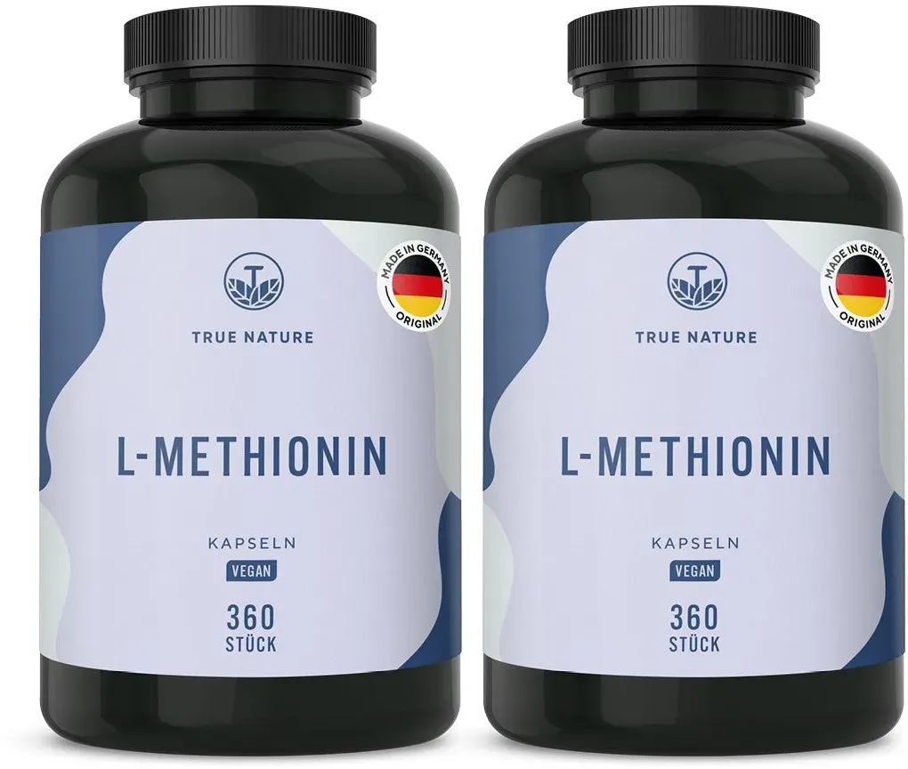 True Nature® L-Methionin Kapseln - Essentielle Aminosäure Vegan & Made in Germany 2x360 St