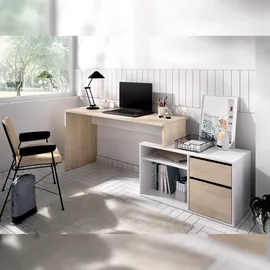 Dmora Eckschreibtisch Ddiaw Eiche / Weiß