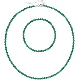 FIRETTI Ketten und Armband Set FIRETTI "Multipack Schmuck Geschenk Armkette Halskette", bunt (silberfarben, grün, grün), Schmuck_Sets, Damen, Elasthan, Messing, Polyester, facettierte Edelsteine