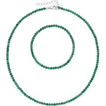 FIRETTI Ketten und Armband Set FIRETTI "Multipack Schmuck Geschenk Armkette Halskette", bunt (silberfarben, grün, grün), Schmuck_Sets, Damen, Elasthan, Messing, Polyester, facettierte Edelsteine