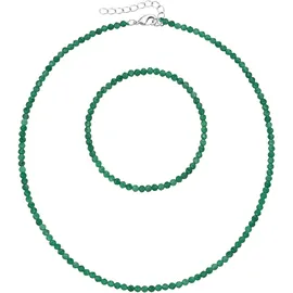 FIRETTI Ketten und Armband Set FIRETTI "Multipack Schmuck Geschenk Armkette Halskette", bunt (silberfarben, grün, grün), Schmuck_Sets, Damen, Elasthan, Messing, Polyester, facettierte Edelsteine