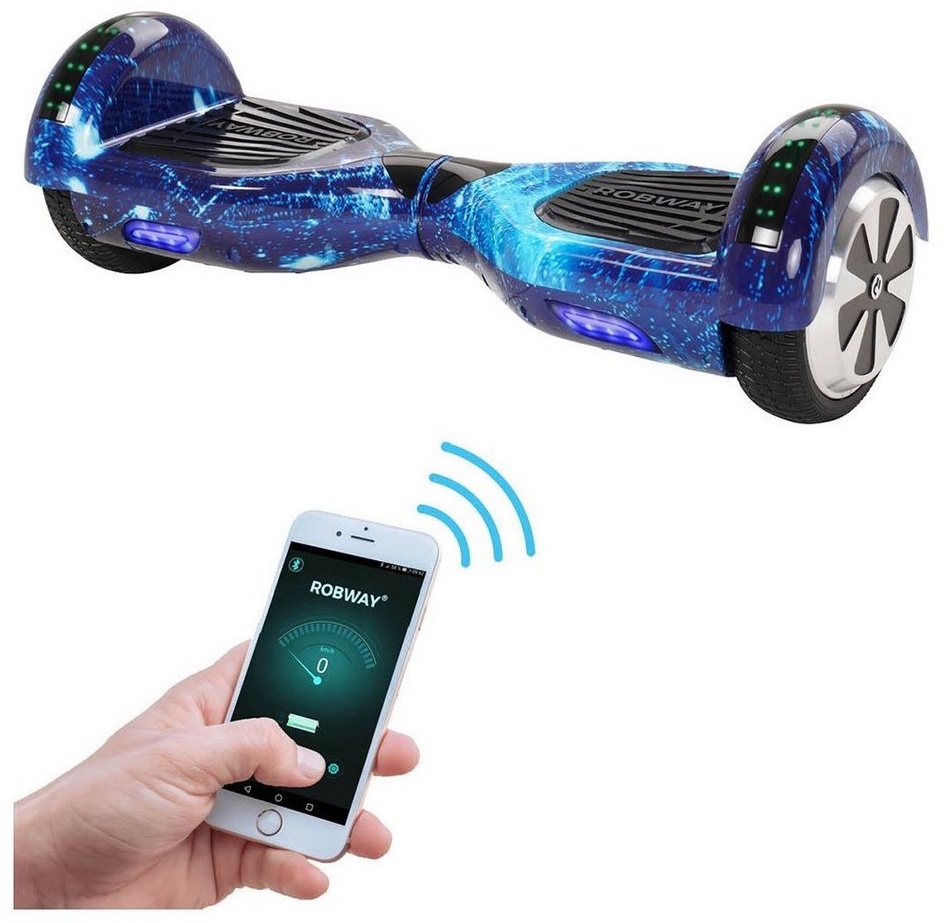 Robway Balance Scooter Hoverboard W1 inkl. Samsung Akku 6.5” inkl. integrierte Lautsprecher, 700,00 W, 15,00 km/h, (1 tlg), Self-Balance-Scooter - Bluetooth - Robway App - LED - Gyrosensoren blau