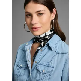 LAURA SCOTT Nickituch LAURA SCOTT, Damen, weiß, schwarz, Satin, Polyester, bedruckt, gemustert, gestreift, Modetücher, mit modischem Streifen-Allover-Druck