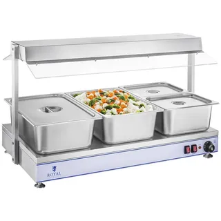 Royal Catering Warmhalteplatte Speisenwärmer Wärmetheke Buffetwärmer 1550 W 3 Halogenlampen -