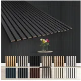 Hexim Wanddekoobjekt AP05 (Akustikpaneele 278x60cm Holz Comfort - flexible Holzpaneele Platten Lamellenwand MDF Wandpaneele Lamellenverkleidung Wandverkleidung schalldämmend 1.67m2 Black Lead) schwarz