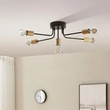 lux.pro Deckenleuchte Benfleet 57 x 57 cm Deckenlampe 5 x E27 Schwarz/Messingfarben