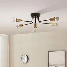 lux.pro Deckenleuchte Benfleet 57 x 57 cm Deckenlampe 5 x E27 Schwarz/Messingfarben