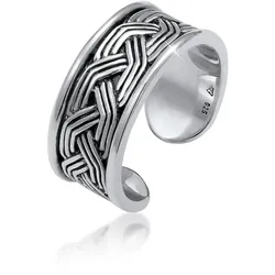 Silberring KUZZOI "Herren Bandring Ornament Design Offen 925 Silber", silber, Fingerringe, Herren, Resizable, ohne Stein, Silber 925 (Sterlingsilber)