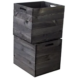 Kistenkolli Altes Land Holzkiste 2er Set schwarz lasiert