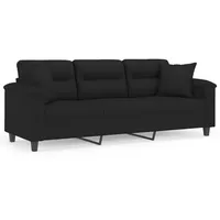 vidaXL 3-Sitzer-Sofa mit Kissen Schwarz 180 cm Mikrofasergewebe