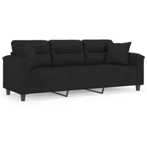 vidaXL 3-Sitzer-Sofa mit Kissen Schwarz 180 cm Mikrofasergewebe