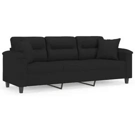 vidaXL 3-Sitzer-Sofa mit Kissen Schwarz 180 cm Mikrofasergewebe