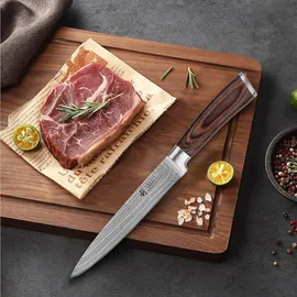 Wakoli Edib 5er Damastmesserset I Holzbox I 8 - 20cm Klinge I mit Messerblock