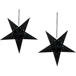 Wanddekoration 2er Set Stern MOTTI Papier 45 cm Schwarz