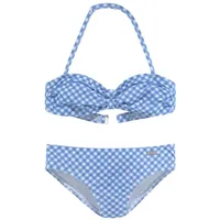 Buffalo Bandeau-Bikini Karo Kids mit unifarbenen Details blau 158/164