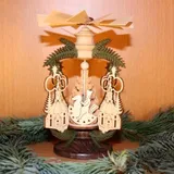 aus dem Erzgebirge Tischpyramide Wärmespiel Seiffener Kirche/Motiv Bergmann - Engel ? Reiterlein original Höhe 13cm