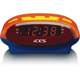 ICES Lenco ICR-210 FM-Uhrenradio - Radiowecker - PLL FM - Schlummerfunktion - Sleeptimer - Gangreserve - blau/orange