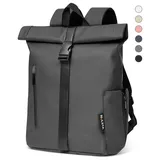 NULSTA Rucksack Rolltop Rucksack Wasserdicht Damen & Herren Daypack Freizeitrucksack, 30*15*40cm,Cityrucksack,Tourenrucksack,Schulrucksack schwarz